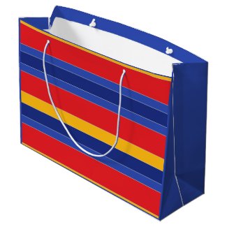 Elegant Colorful Stripes, Red Blue Yellow & Silver