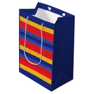Elegant Colorful Stripes, Red Blue Yellow & Silver