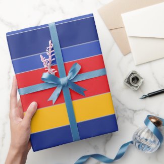 Elegant Colorful Stripes, Red Blue Yellow & Silver