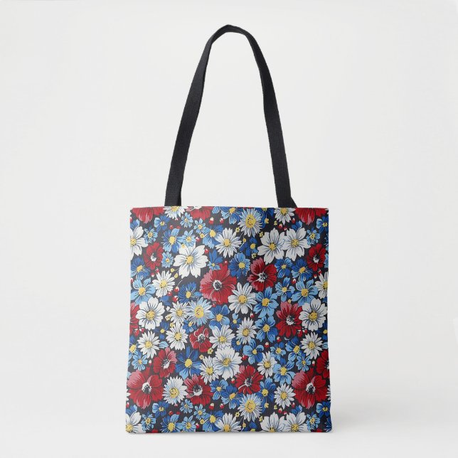 Elegant Colorful Stylish Chic Modern Floral Tote Bag (Front)