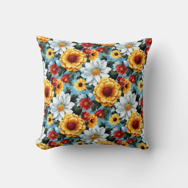 Elegant Colorful Stylish Romantic Floral Chic Throw Pillow (Front)