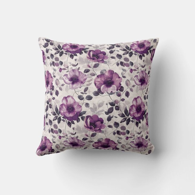 Elegant Colorful Stylish Romantic Floral Chic Throw Pillow (Back)