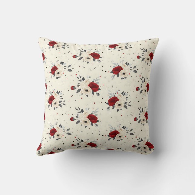 Elegant Colorful Stylish Romantic Floral Chic Throw Pillow (Back)