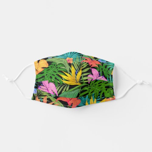 Elegant Colorful Summer Tropical Floral Leaves   Adult Cloth Face Mask