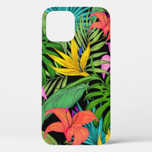 Elegant Colorful Summer Tropical Floral Leaves   iPhone 12 Pro Case