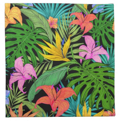 Elegant Colorful Summer Tropical Floral Leaves   Cloth Napkin