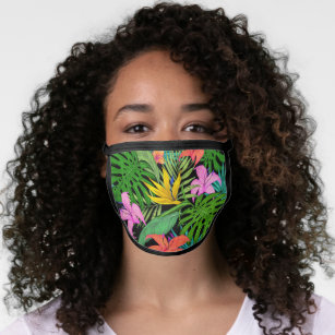 Elegant Colorful Summer Tropical Floral Leaves    Face Mask