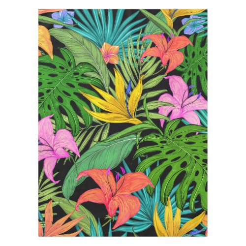 Elegant Colorful Summer Tropical Floral Leaves   Tablecloth
