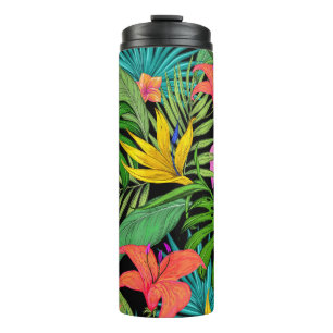Elegant Colorful Summer Tropical Floral Leaves Thermal Tumbler