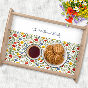 Elegant Colorful Summer Wildflowers Serving Tray