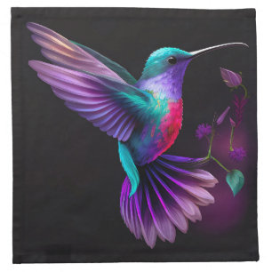 Elegant Colorful Teal Purple Hummingbird Artwork Cloth Napkin