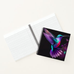 Elegant Colorful Teal Purple Hummingbird Artwork Notebook