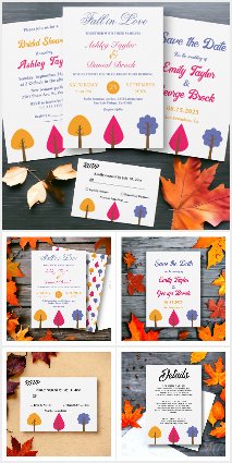 Elegant Colorful Trees Fall Wedding Collection
