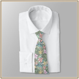 Elegant Colorful Tropical Floral Neck Tie
