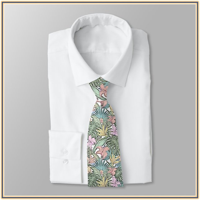 Elegant Colorful Tropical Floral Neck Tie (Bookmark my store: https://www.zazzle.com/store/capricepetit?rf=238091145531749709)
