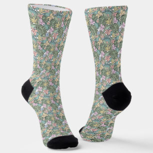 Elegant Colorful Tropical Floral Socks