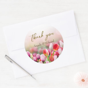 Elegant Colorful Tulip Florals Wedding Classic Round Sticker