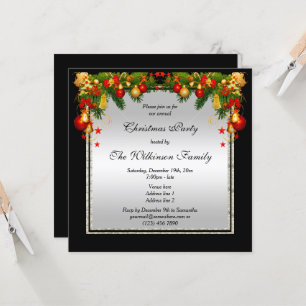 Elegant Colorful Vintage Decorations Christmas Invitation