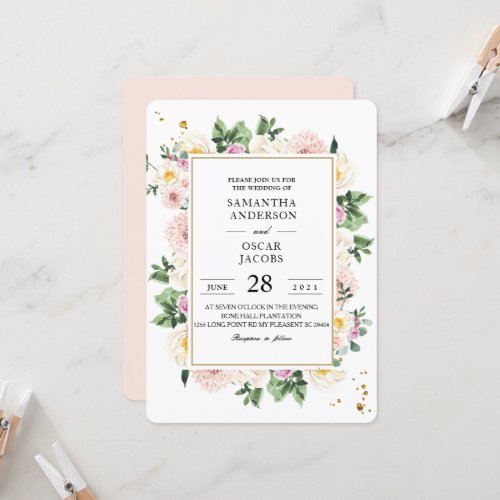 Elegant Colorful Watercolor Beauty Floral Frame  Invitation