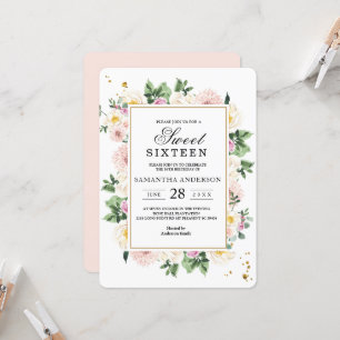 Elegant Colorful Watercolor Beauty Floral Frame Invitation
