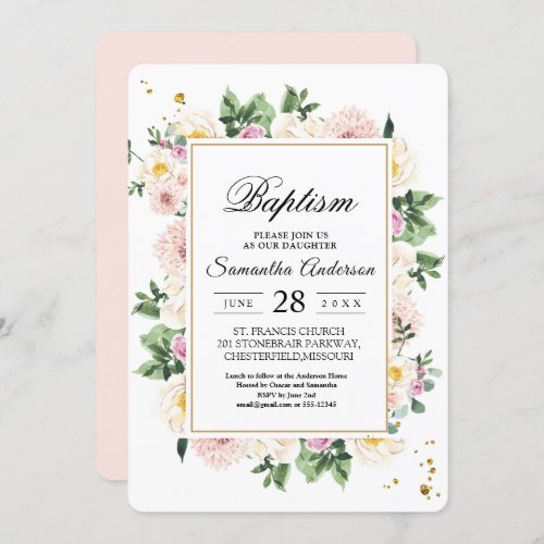 Elegant Colorful Watercolor Beauty Floral Frame  Invitation