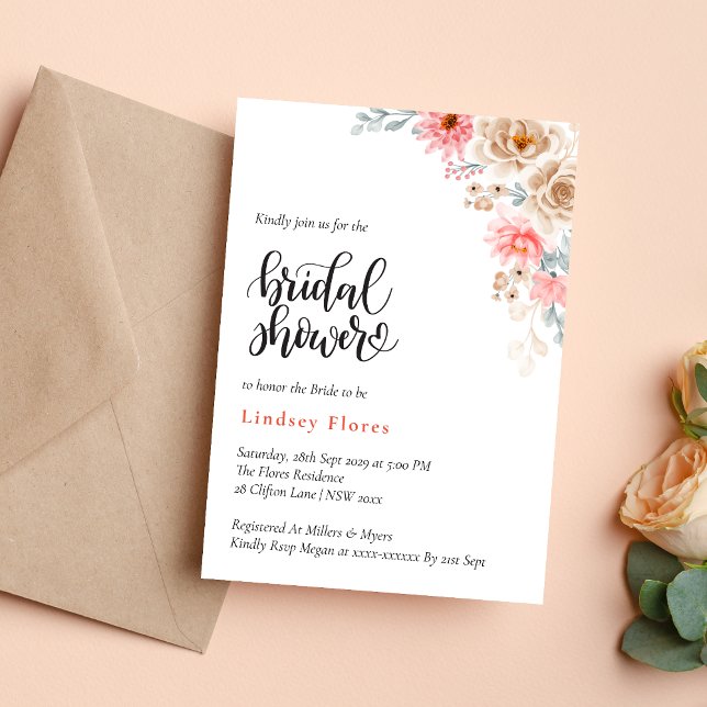 Elegant Colorful Watercolor Floral Bridal Shower Invitation (Creator Uploaded)