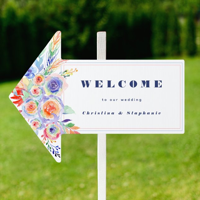 Elegant Colorful Watercolor Floral LGBTQ Wedding Sign (Creator Uploaded)