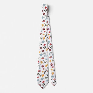 Elegant Colorful Watercolor Floral Pattern Neck Tie