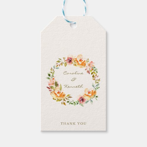 Elegant Colorful Watercolor Floral Wedding Custom Gift Tags
