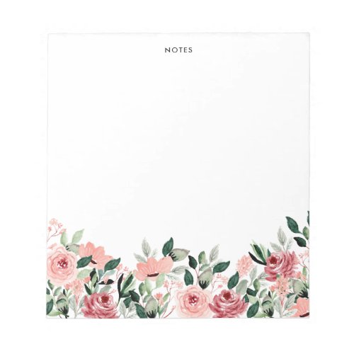 Elegant Colorful Watercolor Spring Blooms Floral Notepad