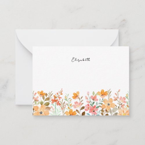Elegant Colorful Watercolor Wildflower Floral Note Card