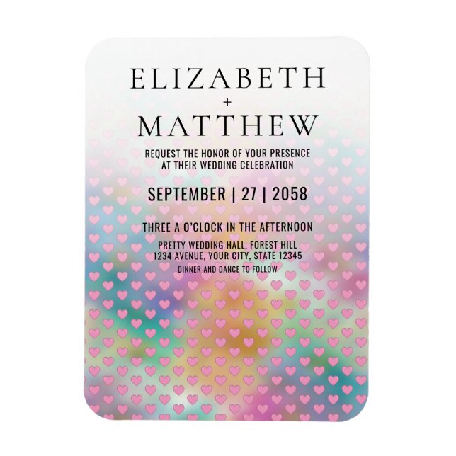 Elegant Colorful Wedding Invitation Magnet (Vertical)