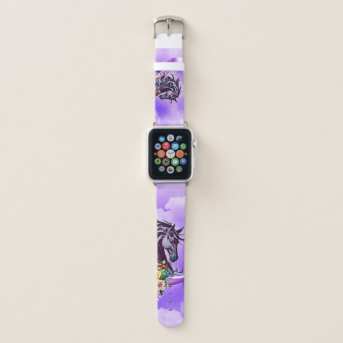 Elegant colorful wild horse apple watch band