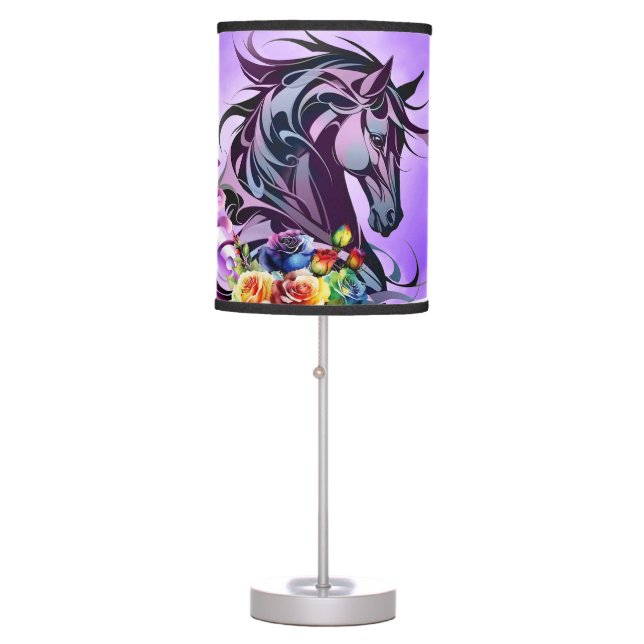 Elegant colorful wild horse table lamp (Front)