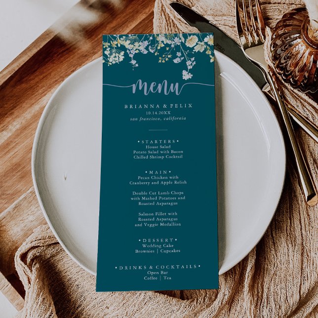  Elegant Colorful Wildflower Dinner Menu (Creator Uploaded)