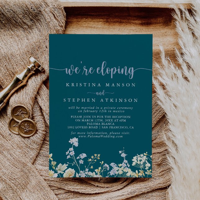 Elegant Colorful Wildflower Elopement Reception  Invitation (Creator Uploaded)