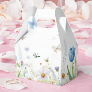 Elegant Colorful Wildflower Flower blue butterfly Favor Boxes
