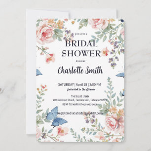 Elegant Colorful Wildflower Flower blue butterfly Save The Date