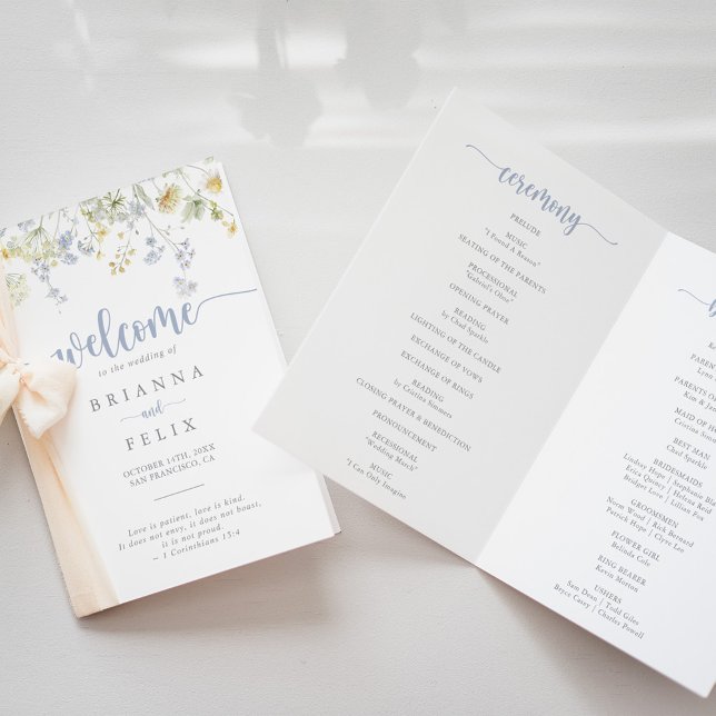 Elegant Colorful Wildflower Folded Wedding Program (Creator Uploaded)