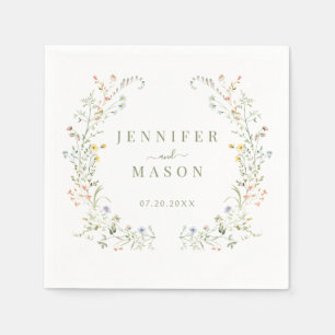 Elegant Colorful Wildflower Meadow Flower Wedding Napkins