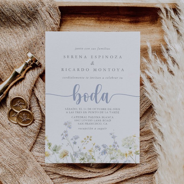 Elegant Colorful Wildflower Spanish Wedding  Invitation (Creator Uploaded)