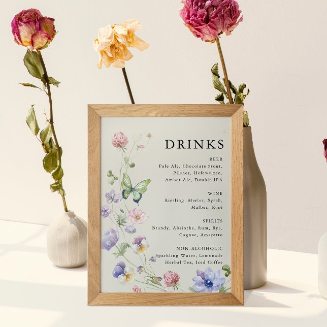 Elegant Colorful Wildflower Wedding Drinks Poster (Creator Uploaded)