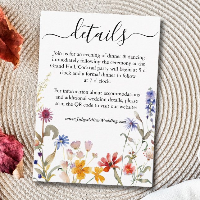 Elegant colorful wildflower  wedding enclosure card (Creator Uploaded)