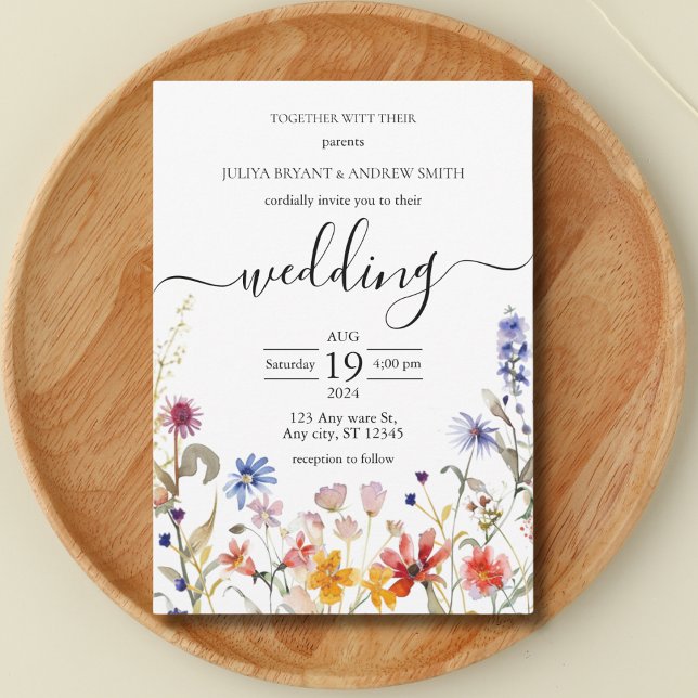 Elegant colorful wildflower  wedding invitation (Creator Uploaded)