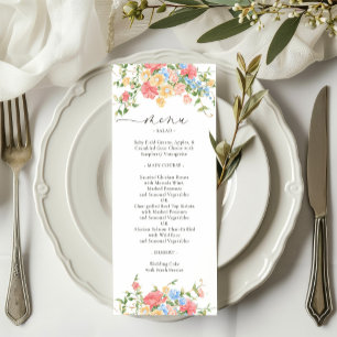 Elegant Colorful Wildflower Wedding Menu