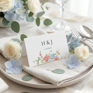 Elegant Colorful Wildflower Wedding  Place Card