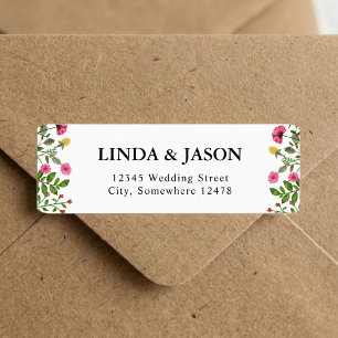 Elegant Colorful Wildflower Wedding Return Address Label