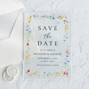 Elegant Colorful Wildflower Wedding Save the Date