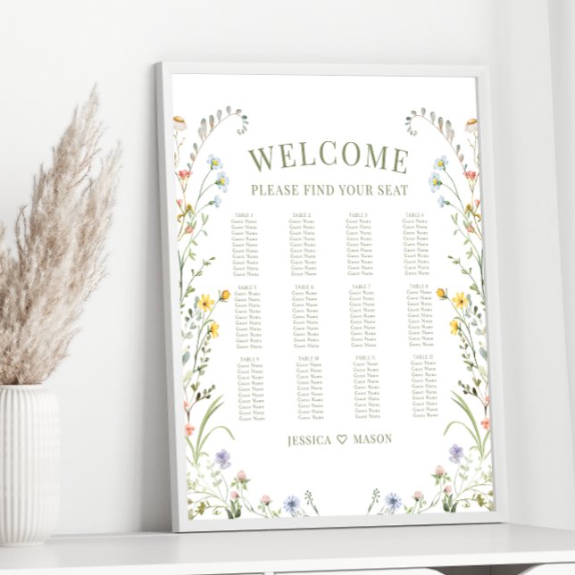 Elegant Colorful Wildflower Wedding Seating Chart (Creator Uploaded)