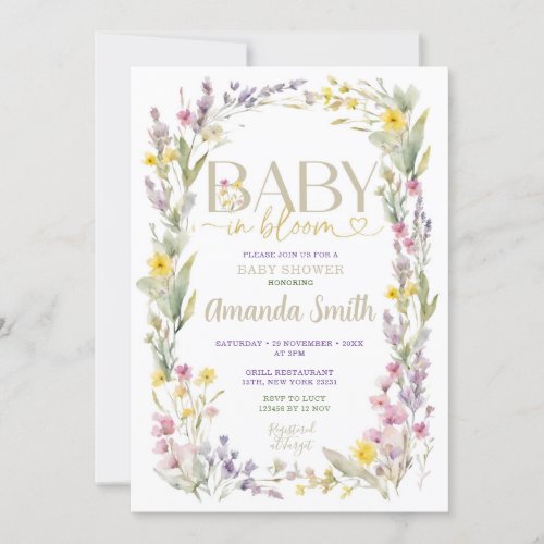 Elegant Colorful Wildflowers Baby Shower Invitation